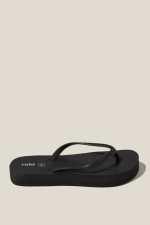 Cotton On The Rubi Flatform Flip Women's Sandals Black | 48jkdjb1Mwf