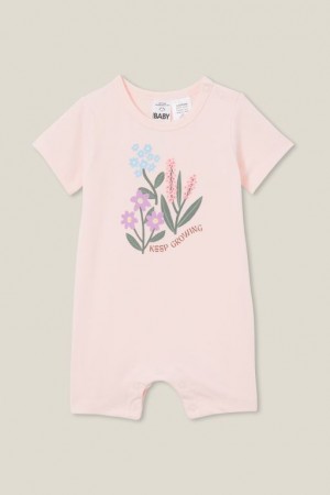 Cotton On The Short Sleeve Baby Rompers Pink | QVdQ3UnAF7U