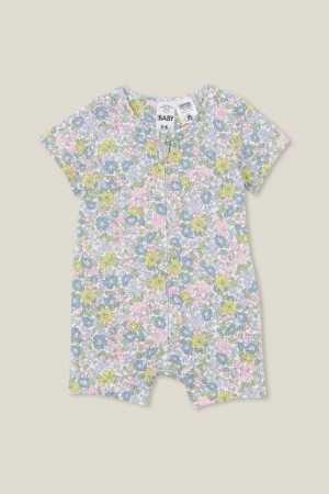 Cotton On The Short Sleeve Zip Baby Rompers Light Yellow | DUb9oV3zU4w
