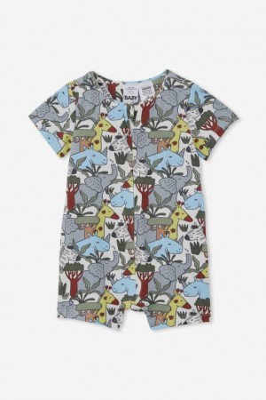 Cotton On The Short Sleeve Zip Baby Rompers Light Yellow | hjuoym0GQNJ