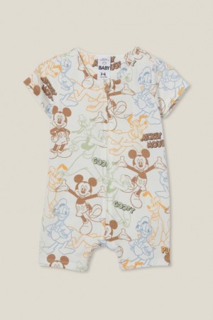Cotton On The Short Sleeve Zip Lc Baby Rompers Light Yellow | Xi38K3ktxO5