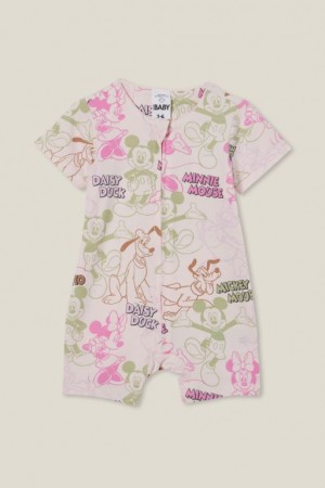 Cotton On The Short Sleeve Zip Lc Baby Rompers Pink | GuiwixAabuT