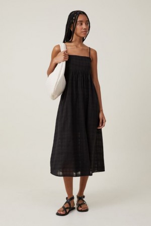 Cotton On Tilly Textured Women's Maxi Dress Black | 4WM6CIFejzT