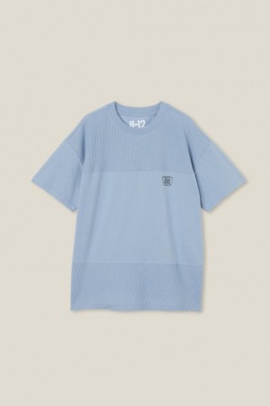 Cotton On Walt Spliced Waffle Short Sleeve Boys' T Shirts Blue | KXLdjCzlpXE