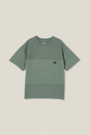 Cotton On Walter Spliced Waffle Short Sleeve Boys' T Shirts Green | lzozKw3UeyB