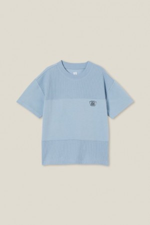 Cotton On Walter Spliced Waffle Short Sleeve Boys' T Shirts Blue | A65pRH7prUQ