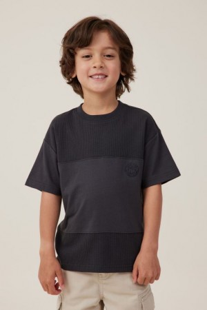 Cotton On Walter Spliced Waffle Short Sleeve Boys' T Shirts Phantom | pza81eMI7Su