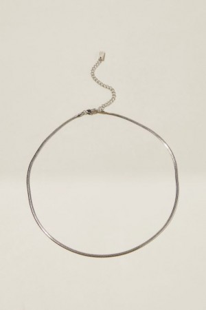 Cotton On Waterproof Fine Chain Necklace Women's Jewellery Grey | CZfL7WgFX9Q