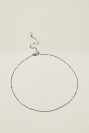 Cotton On Waterproof Fine Chain Necklace Women's Jewellery Grey | tlvdD3XCy9B