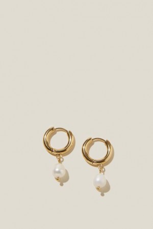 Cotton On Waterproof Huggie Hoop Earring Women's Jewellery Gold | lkdHTDLv2CL
