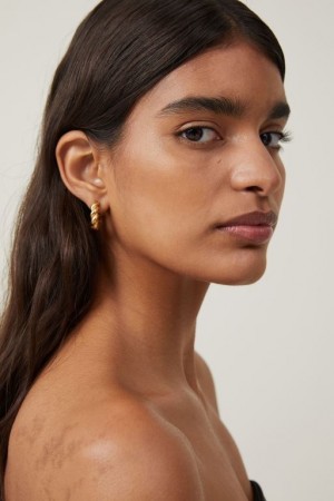Cotton On Waterproof Large Hoop Earring Women's Jewellery Gold | Flvxd0GdkMy