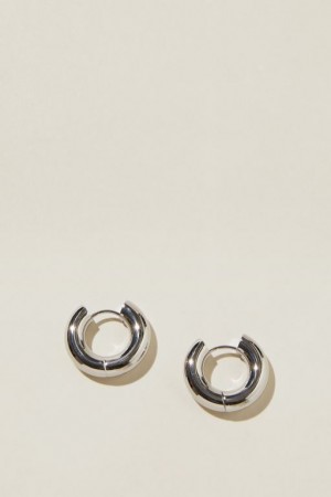 Cotton On Waterproof Mid Hoop Earring Women's Jewellery Grey | VLorbNoSzFs