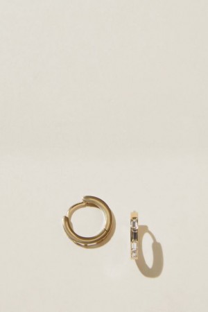 Cotton On Waterproof Mid Hoop Earring Women's Jewellery Gold | 8Tkyggwqv66