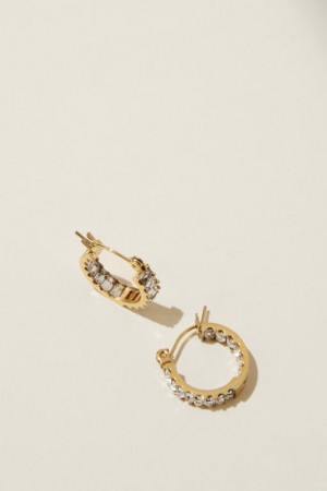 Cotton On Waterproof Mid Hoop Earring Women's Jewellery Gold Grey | s04nAdpjNNj