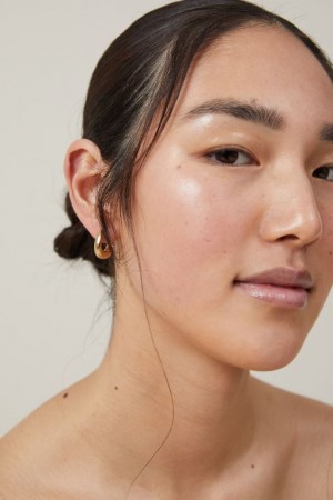 Cotton On Waterproof Mid Hoop Earring Women's Jewellery Gold | j6QapQ53kcv