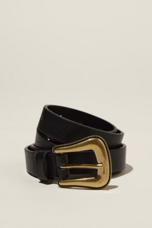 Cotton On Way Out West Buckle Women's Belts Black / Gold | 1UeyliIr4Mf