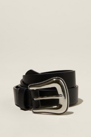 Cotton On Way Out West Buckle Women's Belts Black / Silver | pUffYgMdvLD