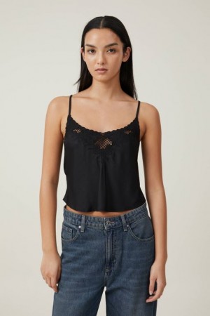 Cotton On Willa Satin Women's Cami Black | ChDvLLQIDhl