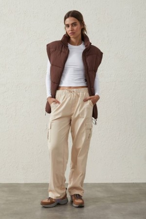 Cotton On Woven Cargo Women's Track Pants Parchment | XWUjlRs7XBU