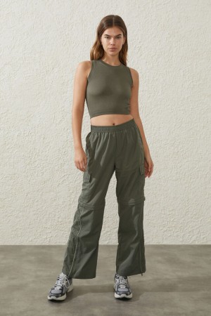 Cotton On Woven Zip Off Cargo Women's Track Pants Green | QkCmAKNshQh