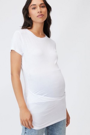 Cotton On Wrap Front Short Sleeve Top Women's Maternity Wear White | qXb4XgFukAz