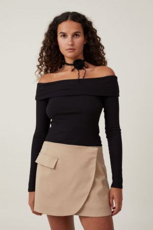 Cotton On Wrap Suiting Mini Women's Skirt Grey Brown | KxqqSwPs0Vk