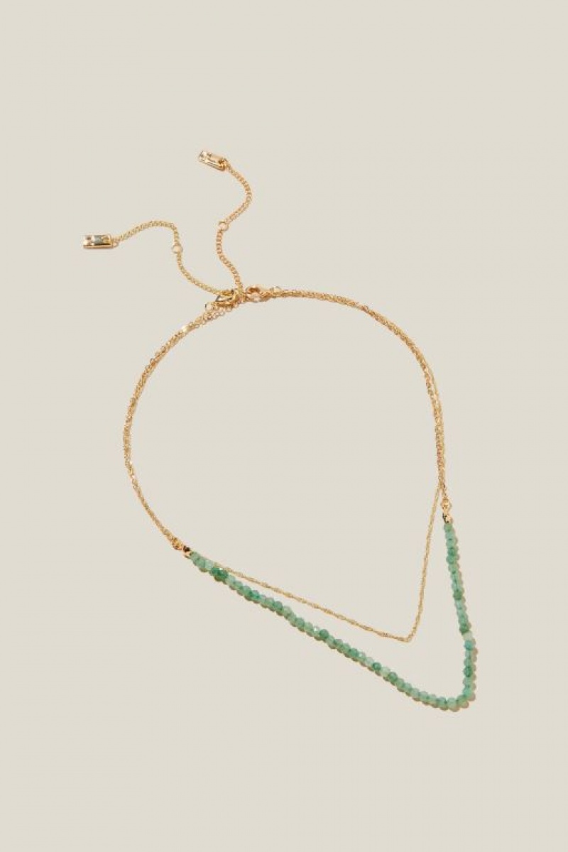 Cotton On 2Pk Beaded Necklace Women\'s Jewellery Gold | pKFpGqZn34E