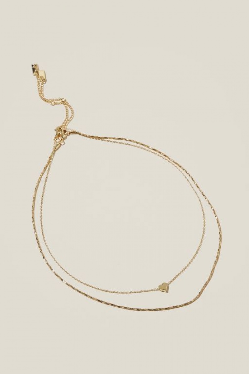 Cotton On 2Pk Fine Chain Necklace Women\'s Jewellery Gold | XReLcg9merV