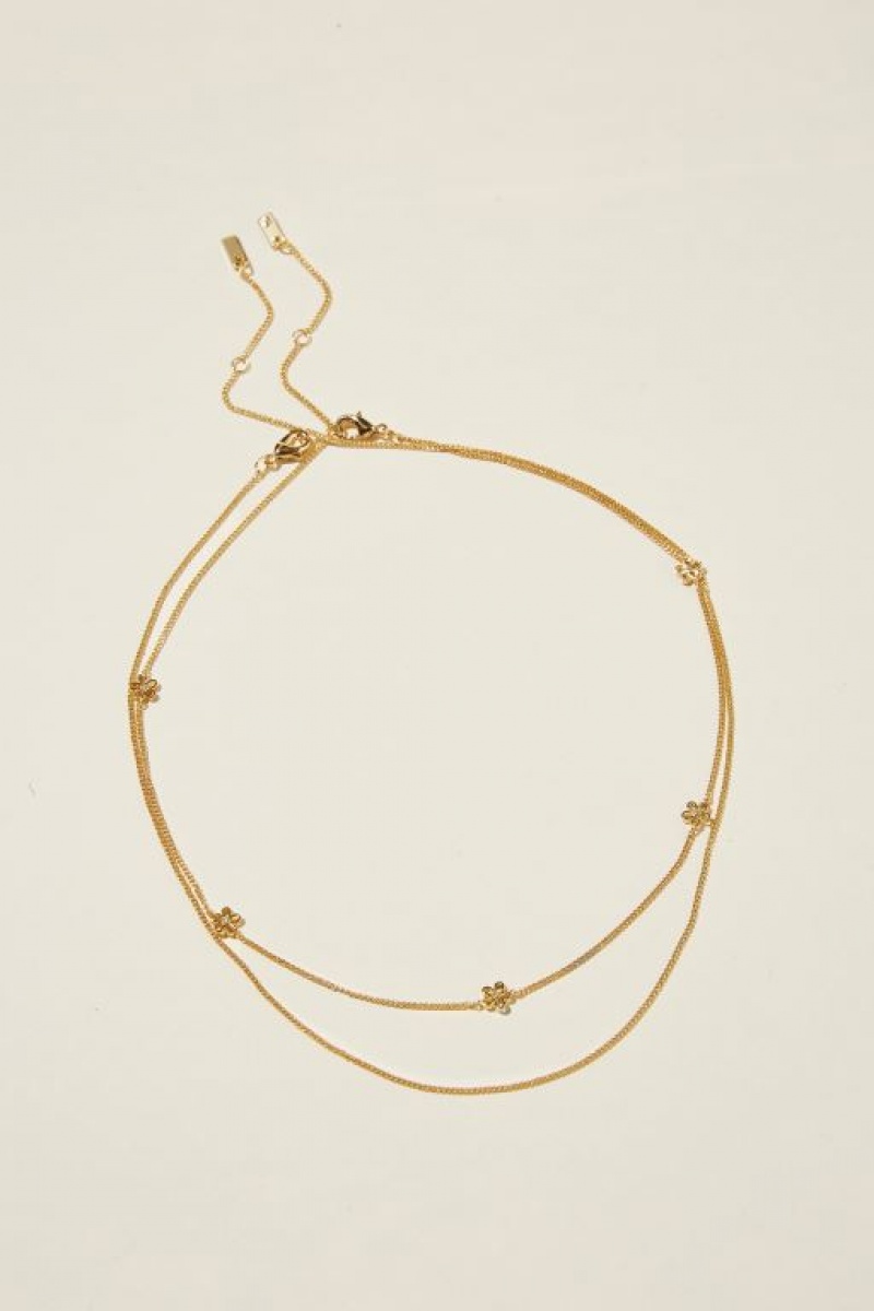 Cotton On 2Pk Fine Chain Necklace Women\'s Jewellery Gold | WKl0walbl2F