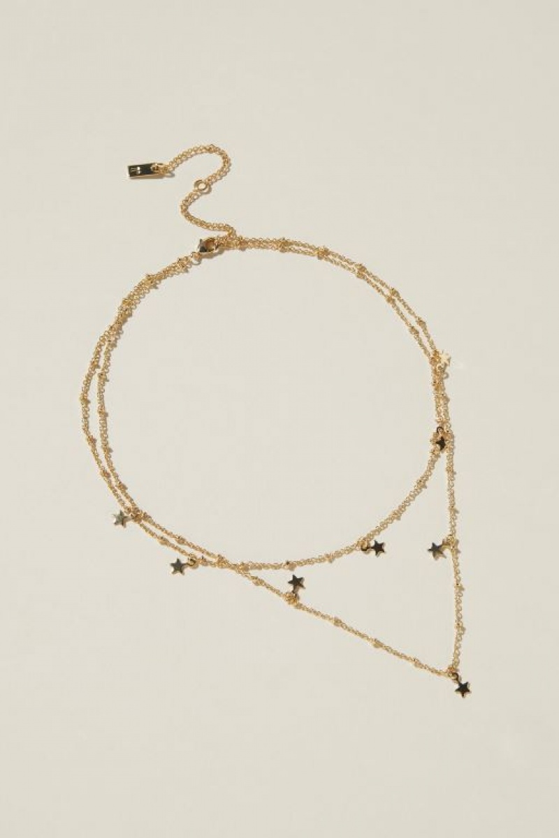 Cotton On 2Pk Fine Chain Necklace Women's Jewellery Gold | 6lM4AfY3VqB