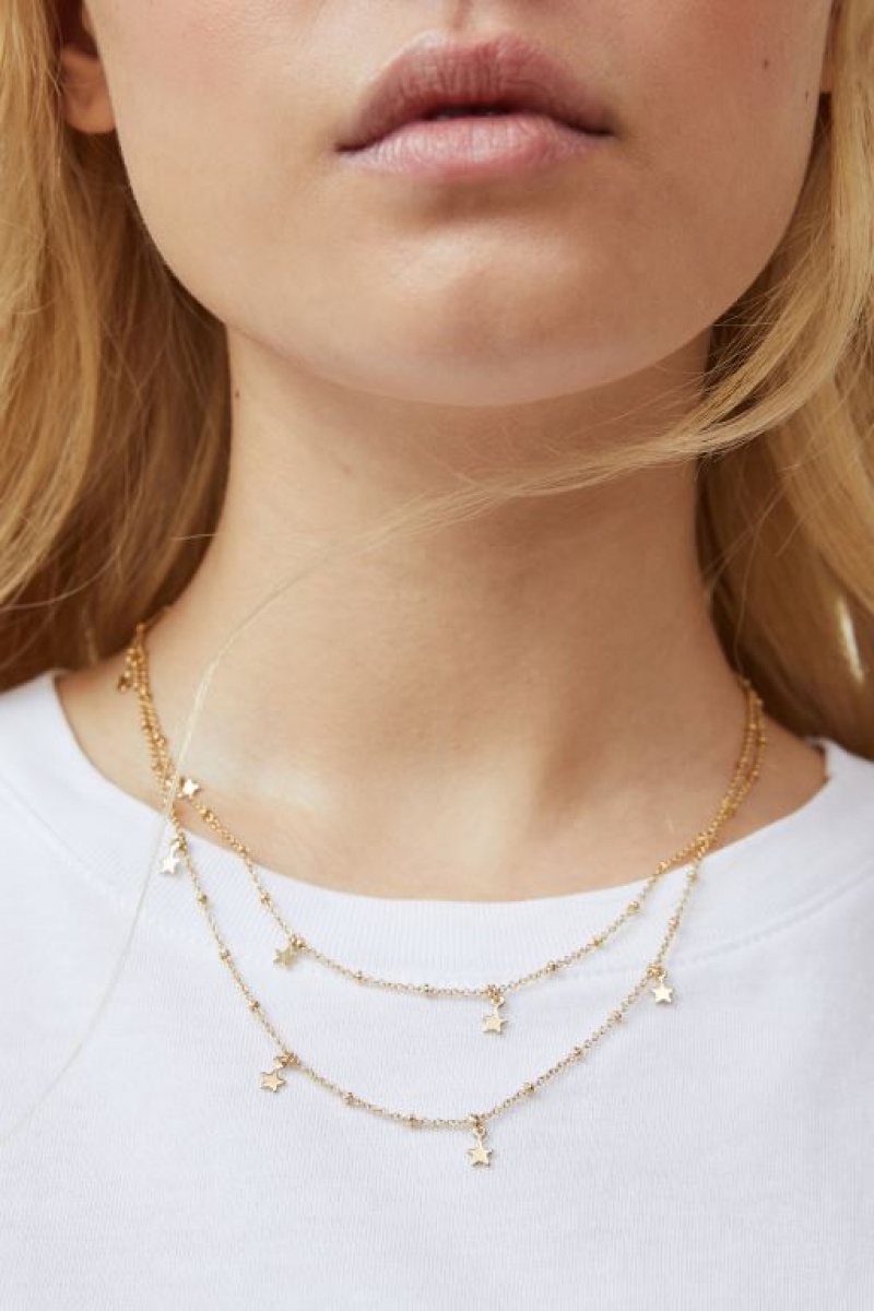 Cotton On 2Pk Fine Chain Necklace Women\'s Jewellery Gold | 6lM4AfY3VqB
