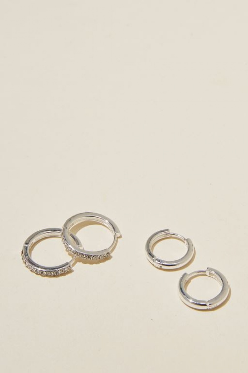 Cotton On 2Pk Mid Earring Women\'s Jewellery Silver | ZG4PwzNdIgk