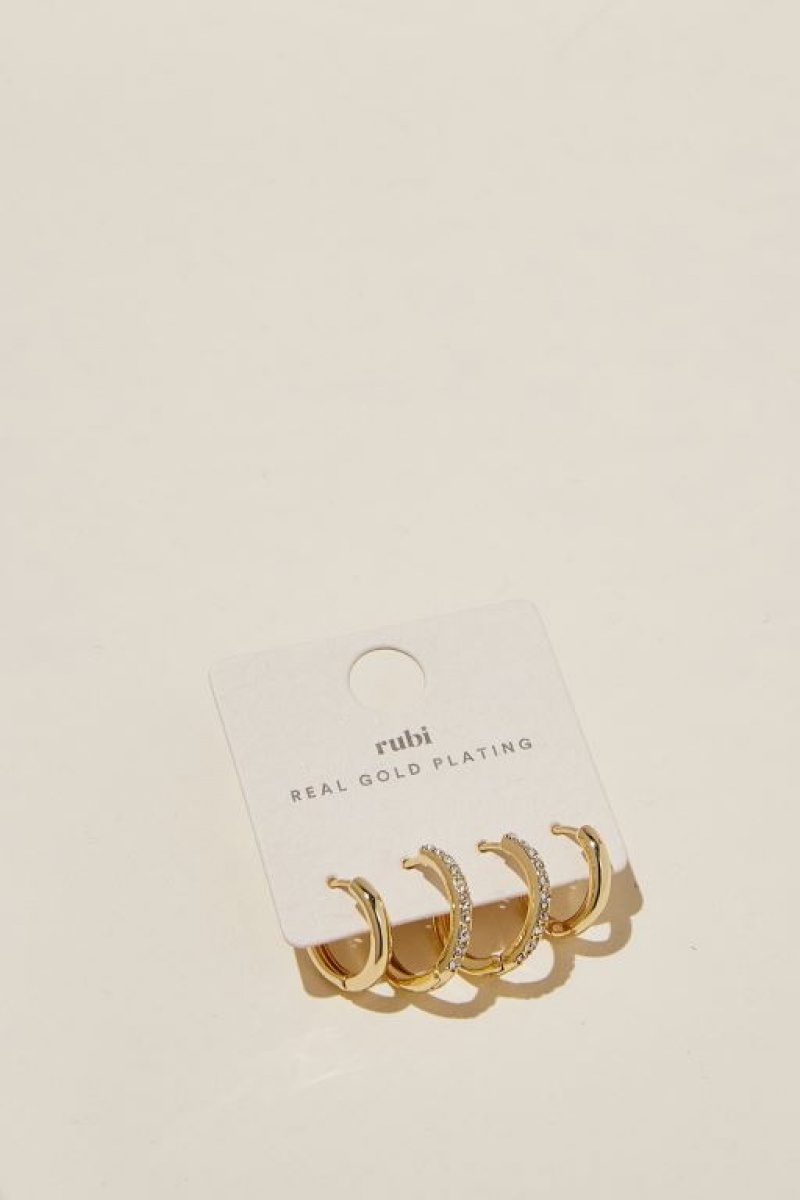 Cotton On 2Pk Mid Earring Women's Jewellery Gold | 15eT5YtyFi5