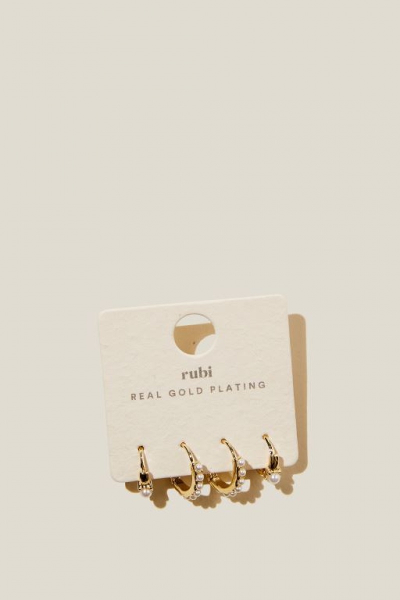 Cotton On 2Pk Mid Earring Women's Jewellery Gold | NJLw4WGrUFr