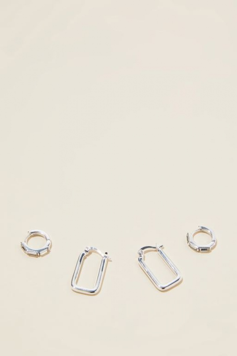 Cotton On 2Pk Mid Earring Women\'s Jewellery Silver | VirVPXP8QMO