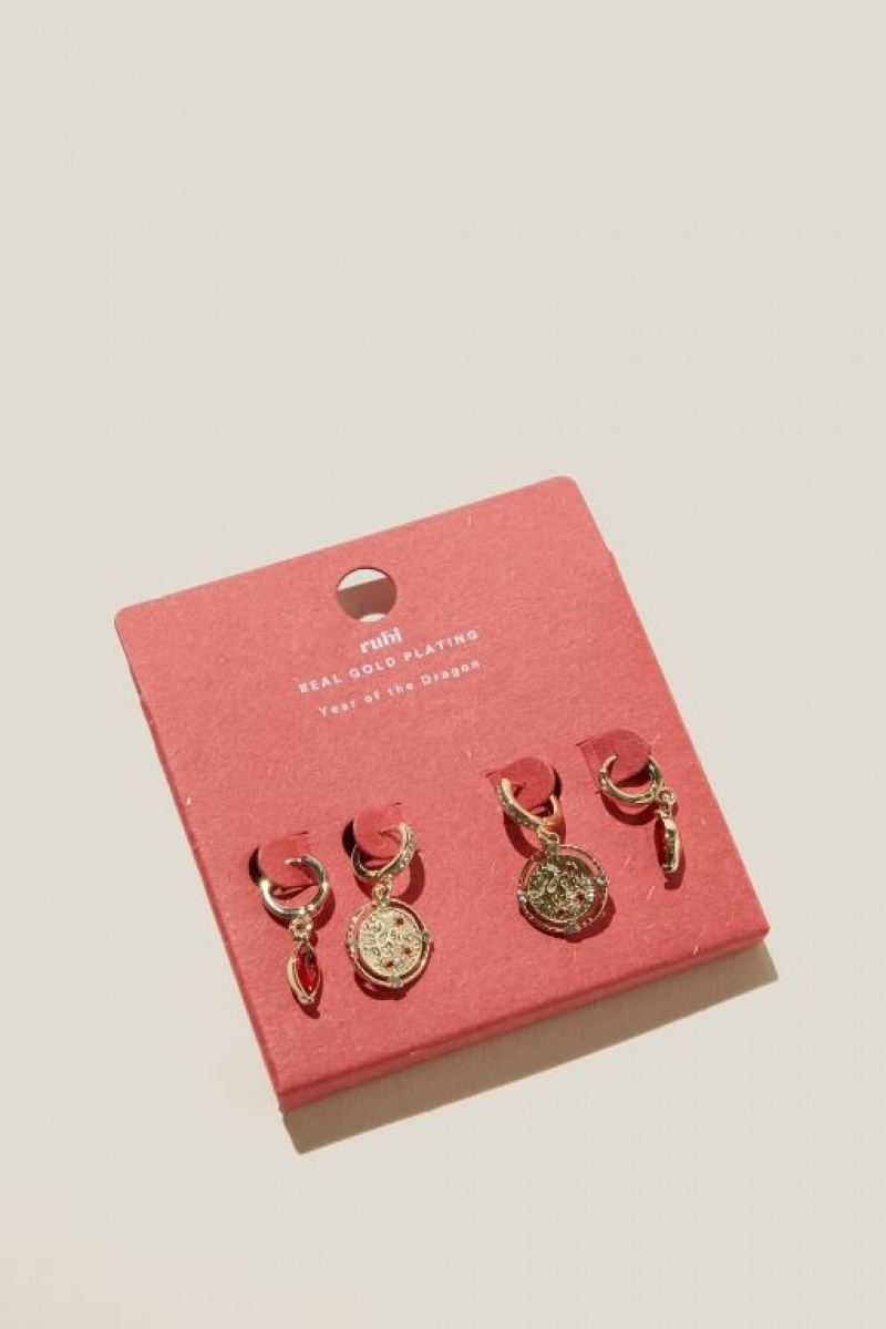 Cotton On 2Pk Mid Earring Women's Jewellery Gold | I2MKUidOfJ4