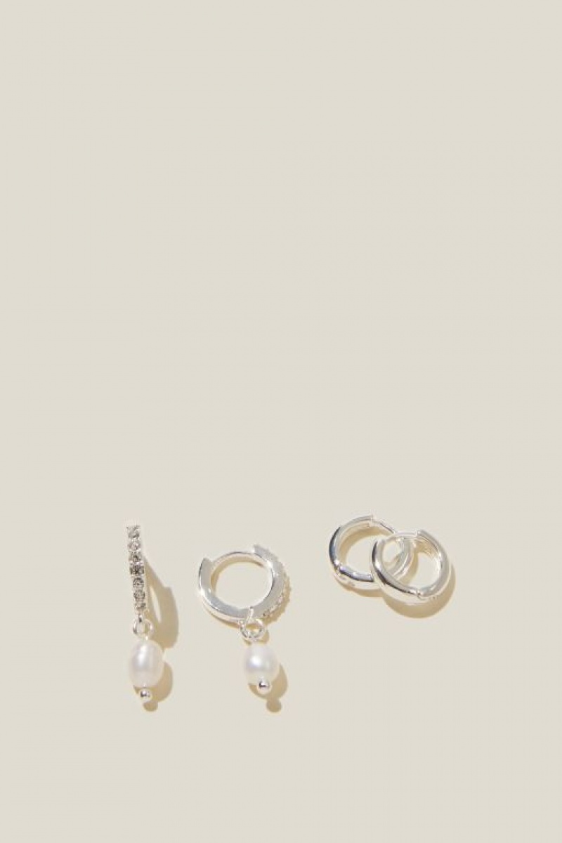 Cotton On 2Pk Mid Earring Women\'s Jewellery Silver | ts9AGLdX07G