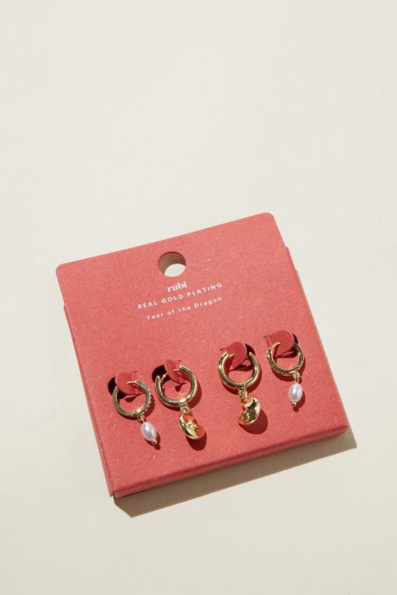 Cotton On 2Pk Mid Earring Women's Jewellery Gold | EqovVhUzATr