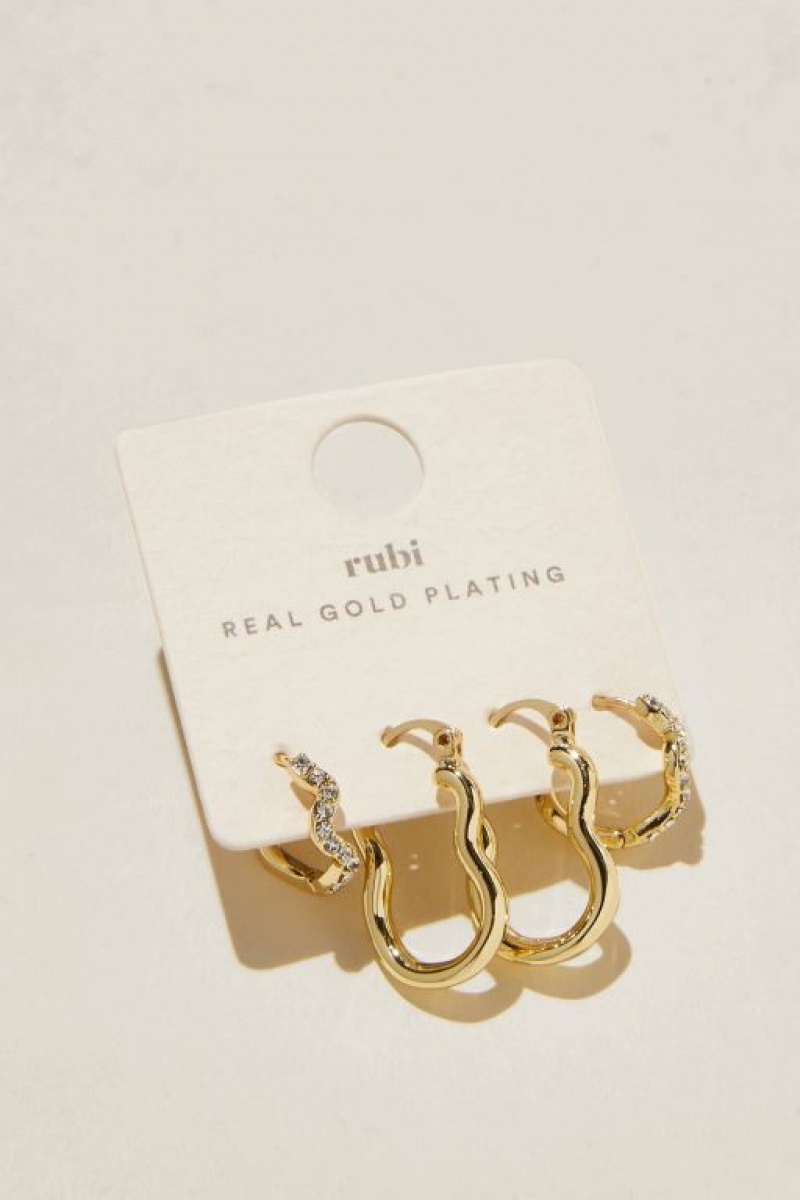 Cotton On 2Pk Mid Earring Women's Jewellery Gold | km2ARXopTKF