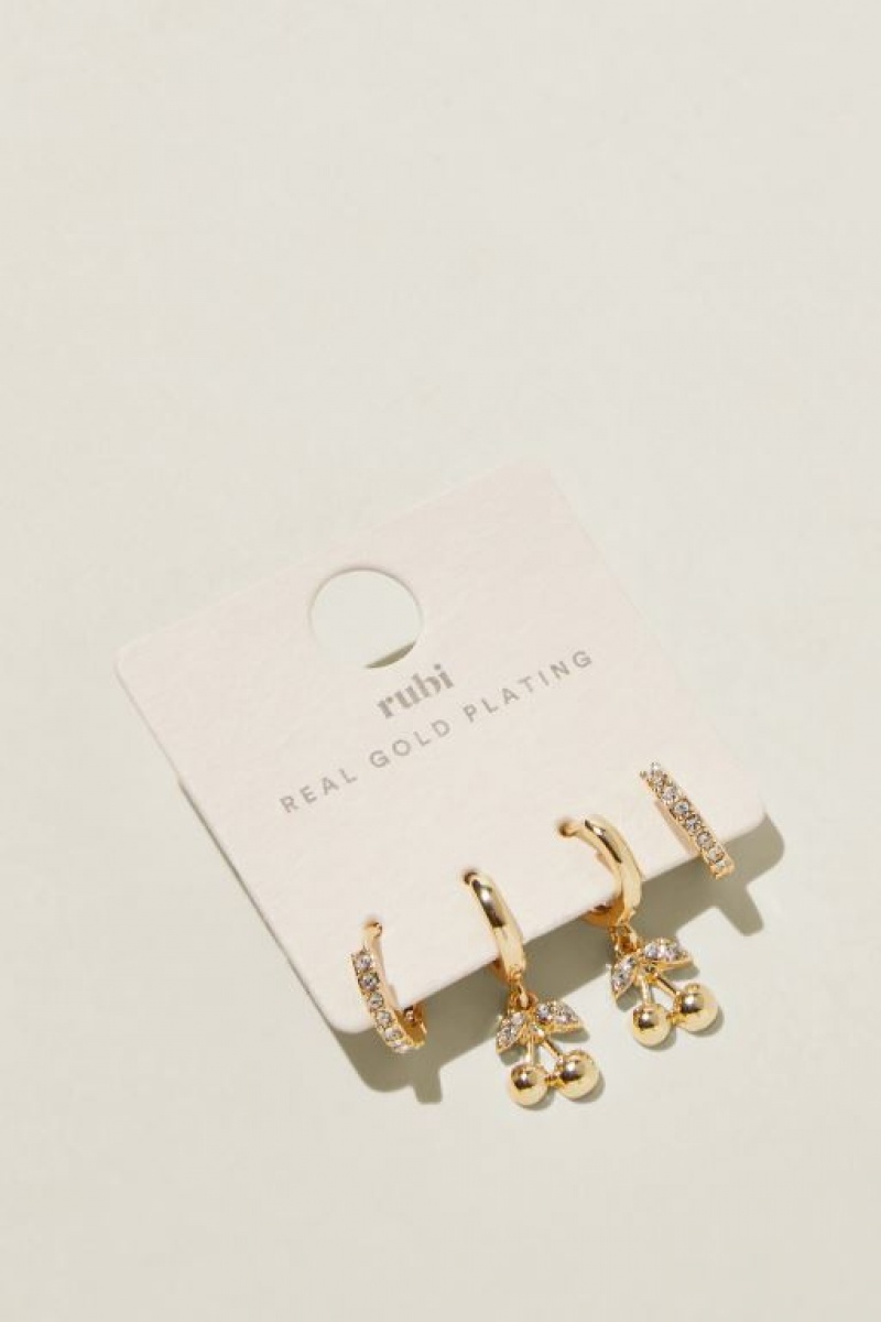 Cotton On 2Pk Mid Earring Women's Jewellery Gold Pink | 6gxV3JliiAx