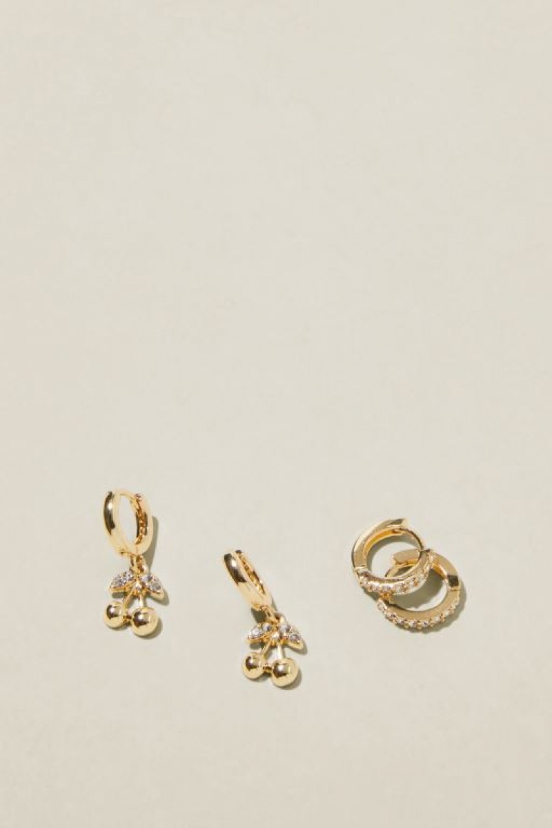 Cotton On 2Pk Mid Earring Women\'s Jewellery Gold Pink | 6gxV3JliiAx