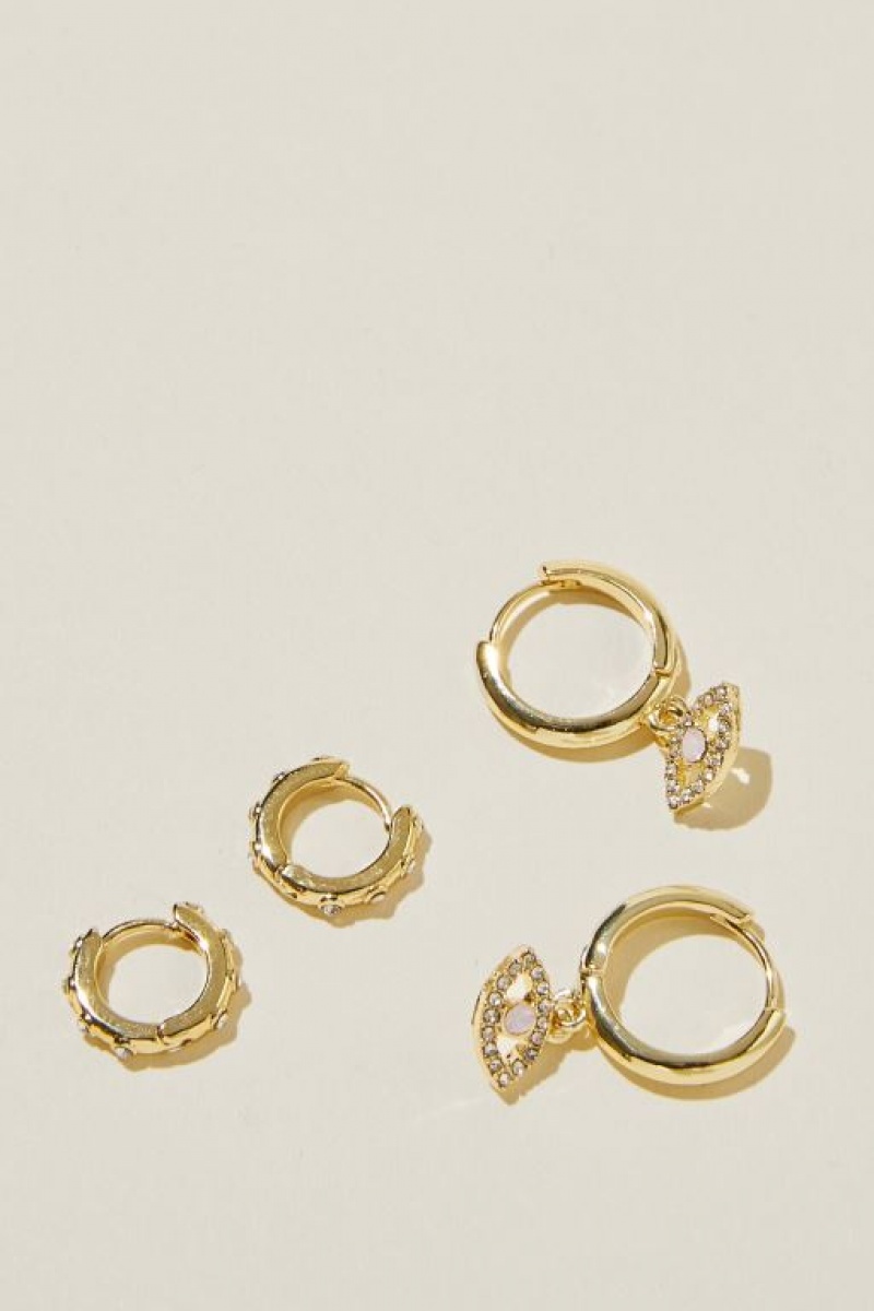Cotton On 2Pk Mid Earring Women\'s Jewellery Gold | NoxCgKdEY5G