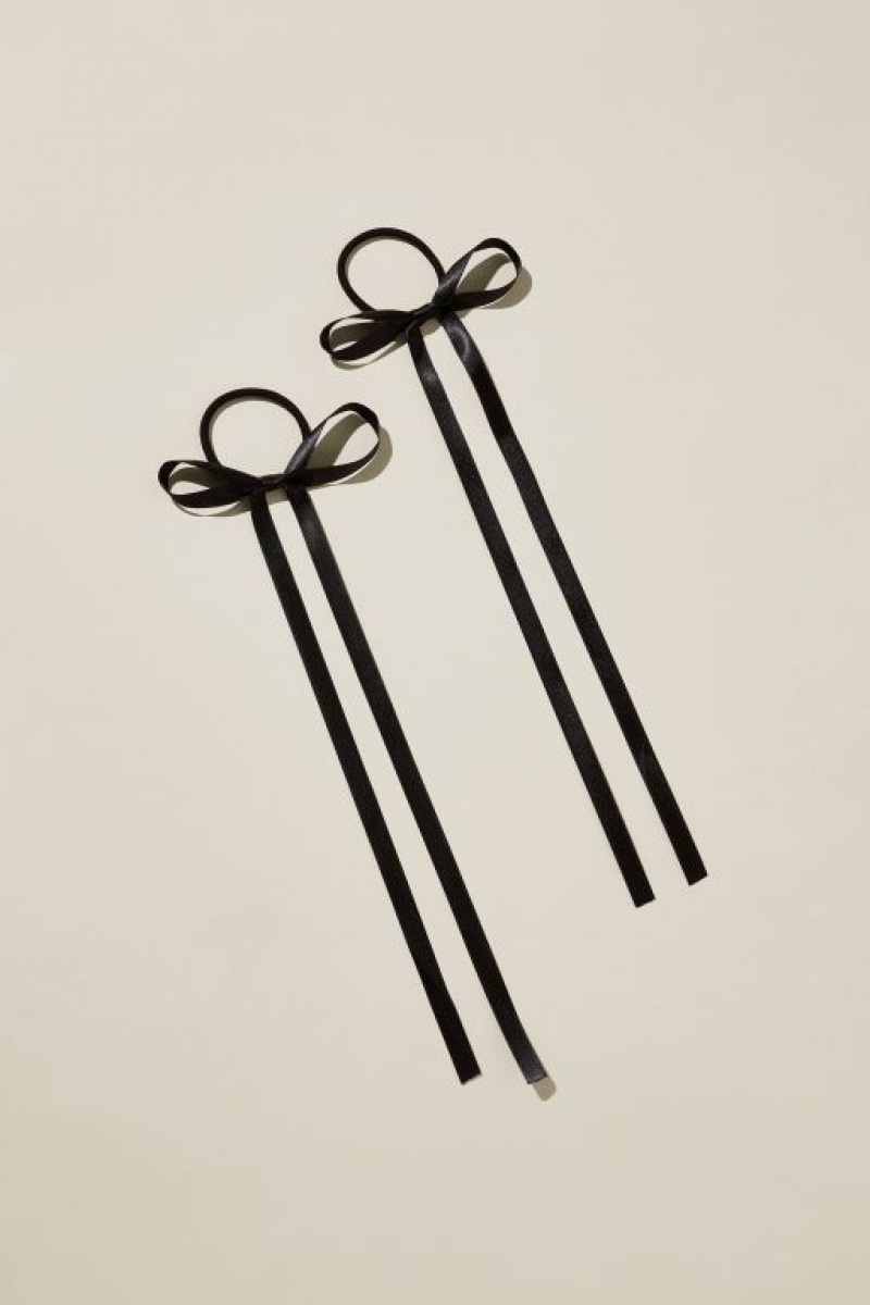 Cotton On 2Pk Poppy Hair Bows Women\'s Hair Accessories Black | o7TVHhlHVAP