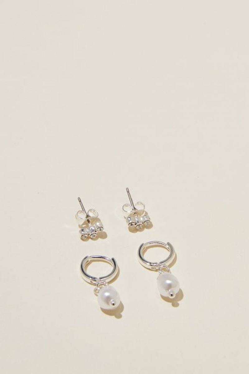 Cotton On 2Pk Small Earring Women\'s Jewellery Silver | ggSOk6BKSMS