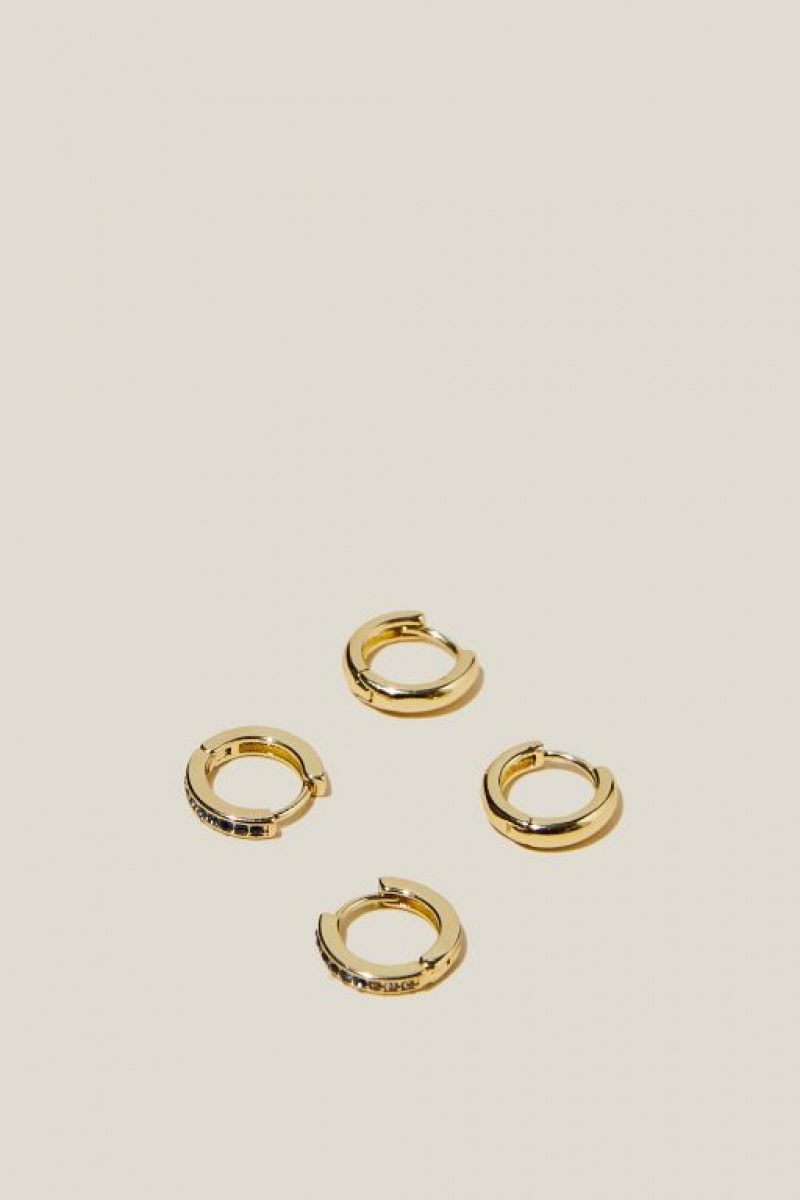 Cotton On 2Pk Small Earring Women\'s Jewellery Gold Blue | Jyov9ioFHrI