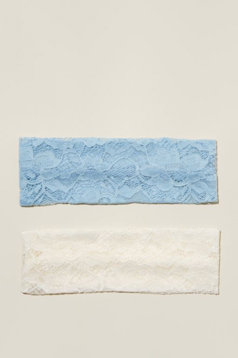Cotton On 2Pk Soft Headband Women\'s Hair Accessories White / Blue | w4lWvy4d5gq