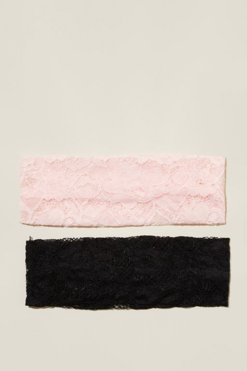 Cotton On 2Pk Soft Headband Women\'s Hair Accessories Black / Pink | ymuLmigVACa