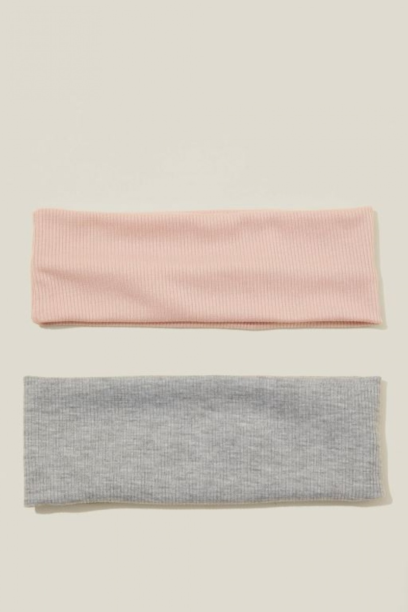 Cotton On 2Pk Soft Headband Women's Hair Accessories Grey / Pink | wpQ4C6NzXow