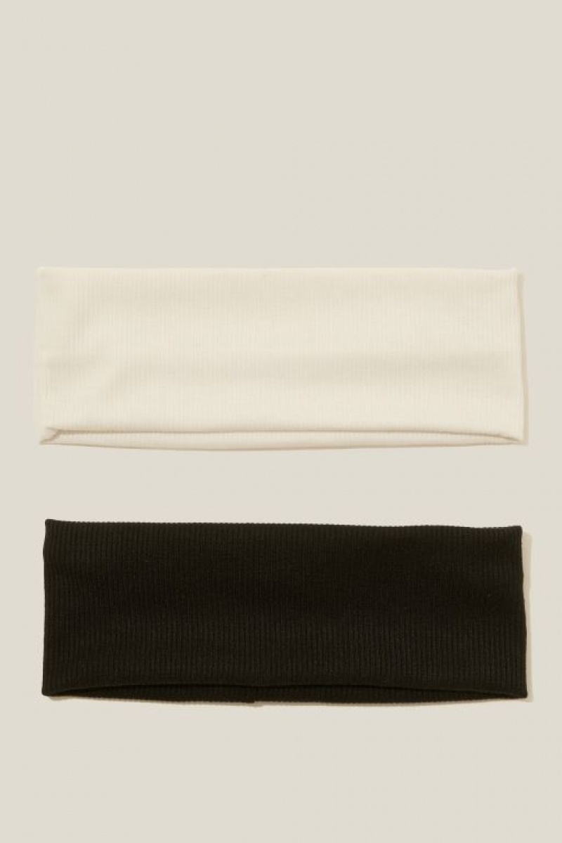 Cotton On 2Pk Soft Headband Women's Hair Accessories Black | fbRcLvUCzBt