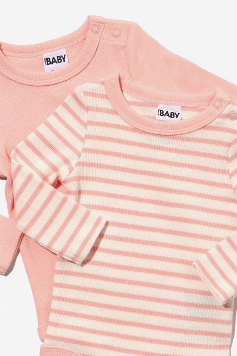 Cotton On 2 Pack Essentials Long Sleeve Bubbysuit Baby Rompers Pinky | KkcQLOQg9Fm